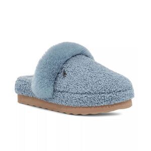 Koolaburra by UGG Women’s Peachee Closed Toe Faux Fur Slide Slipper Flat Blue 5